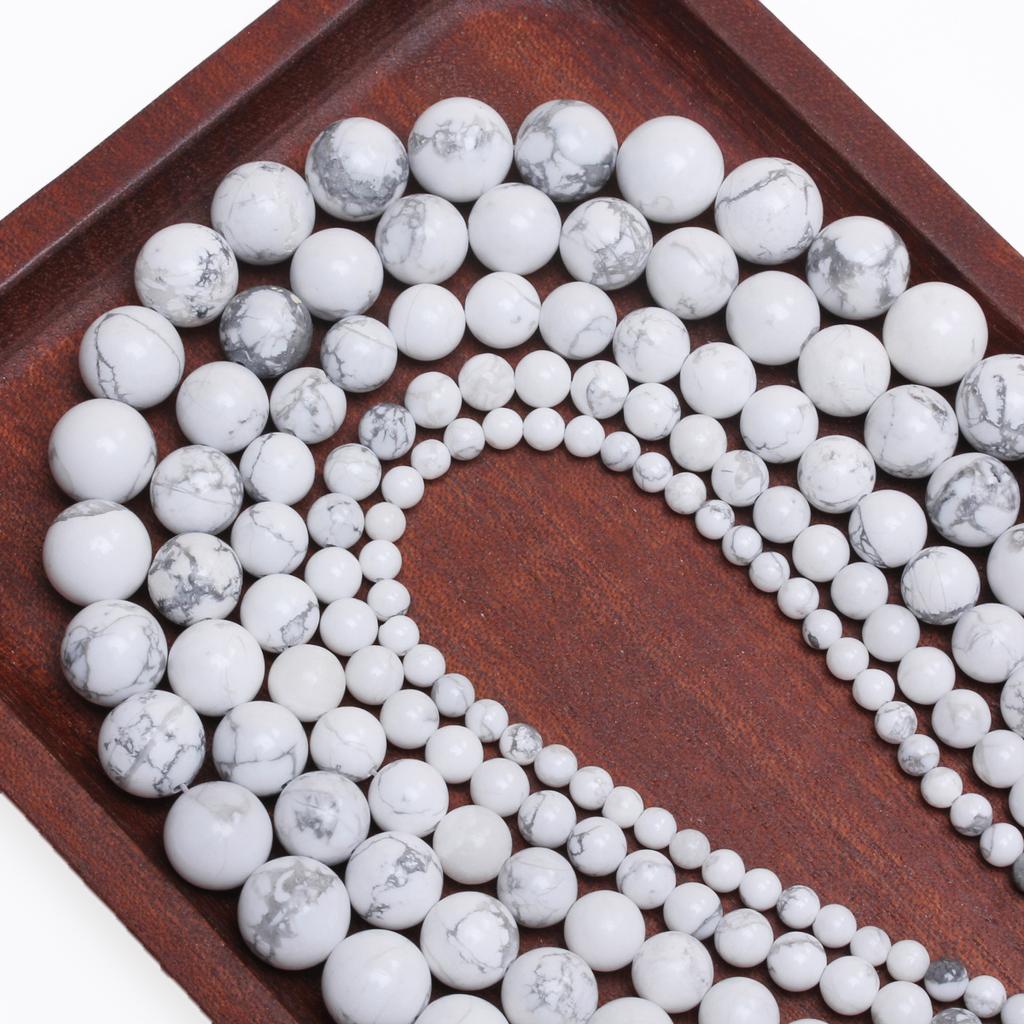 Товары для вечеринок, натуральные камни, круглые, 4/6/8/10/12 мм, для изготовления украшений своими руками, бирюза, 40-15 шт., ожерелья, аксессуары из белого говлита, бусины россыпью