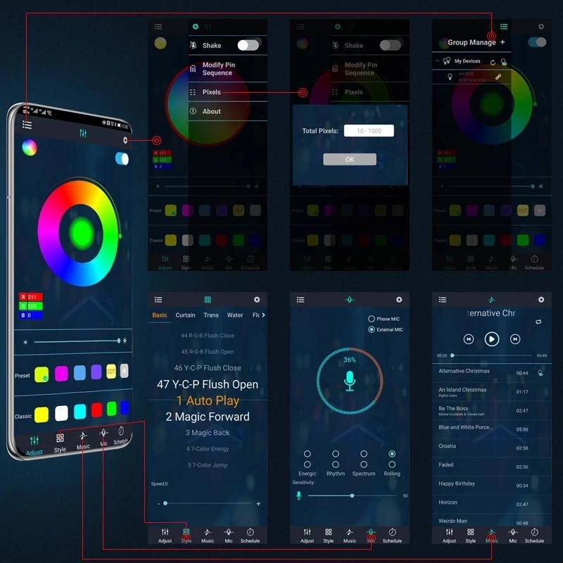 KIEND Гибкая светодиодная лента для подсветки днища автомобиля 12 В, светодиодная подсветка днища с управлением через приложение, неоновая декоративная лампа для создания атмосферы в автомобиле