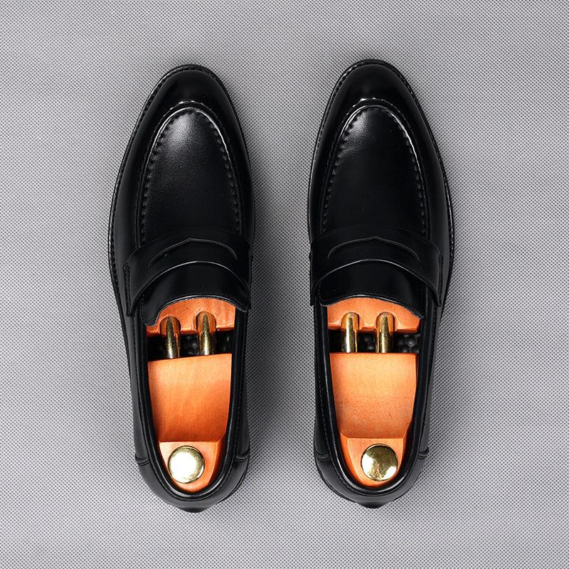 Fashion Luxury Designer New Men's Balck Penny Loafter Leather Shoes Male Wedding Dress Prom Homecoming Oxford Footwear