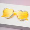 Letter peach heart frameless sunglasses adult integrated diamond-encrusted glasses jelly love sunglasses
