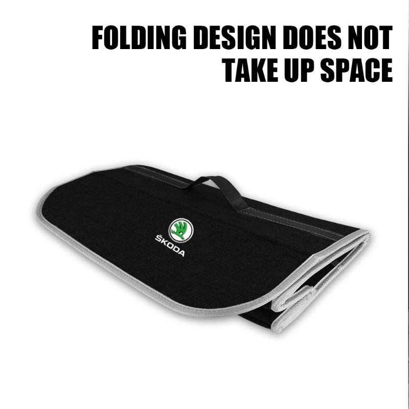 Car Soft Felt Storage Bag Organizer Car Foldable Trunk Bag Car Accessories For Skoda Octavia MK2 MK3 2 A7 Fabia Karoq Kodiaq Superb Rapid Yeti
