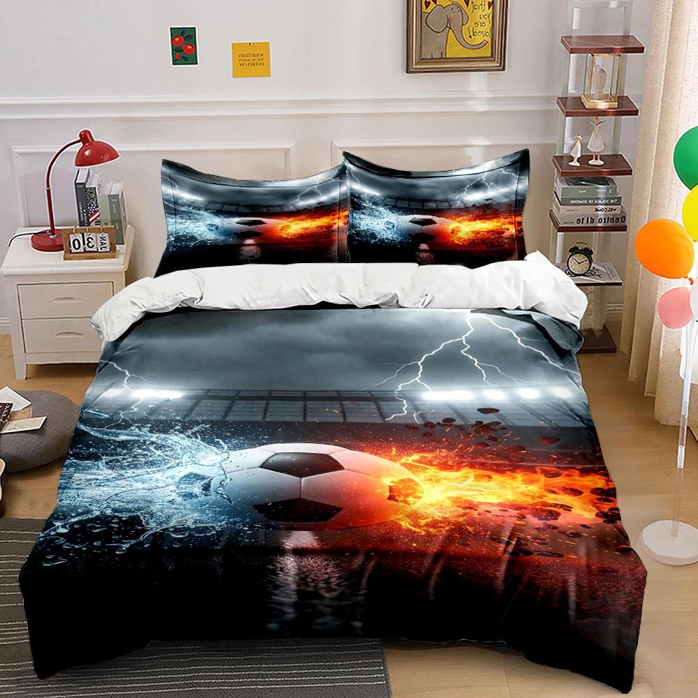 Soccer ball with fire. Bedding sets Duvet cover sets Duvet covers Pillowcases(1 * Duvet Cover 2 * Pillowcases, without duvet insert)