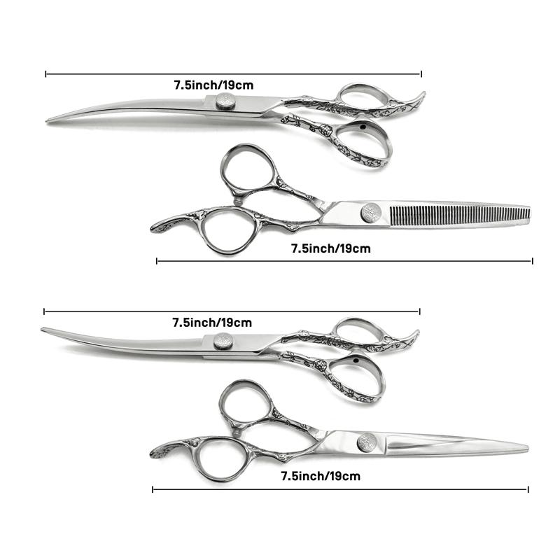 7,5-дюймовые профессиональные ножницы для груминга собак — прямые, филировочные и изогнутые ножницы