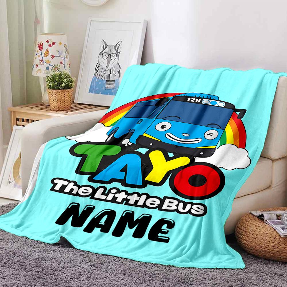 Custom Name Tayo'S Rainbow Friends Party Blanket For Couch Bed Plush Cozy Fuzzy Blanket Super Soft Warm Blankets For Fall And Winter 091648