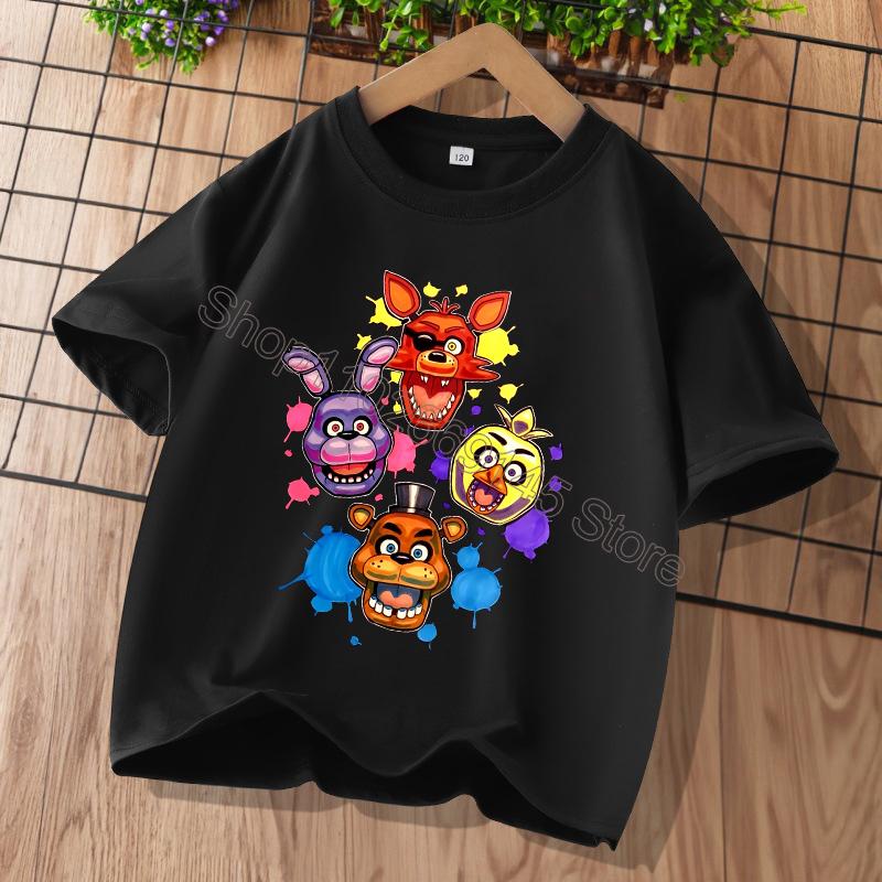 Новые детские футболки Five Nights At Freddys FNAF с мультяшным принтом Детские повседневные спортивные топы с короткими рукавами Детская одежда