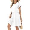 Women's Summer Ruffle Sleeve Round Neck With Pocket Solid Color Casual Dresses