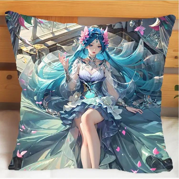 Arena of Valor Honor of Kings Diao Chan Подушка и наволочка Чехол для подушки Двусторонняя печать Плюшевые декоративные подушки 40x40 см