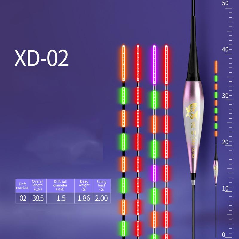 Smart Led Fishing Float 2Light Highly Sensitive Remind Buoy Gravity Sensor Glowing Electric Night Fishing Long Tail Float