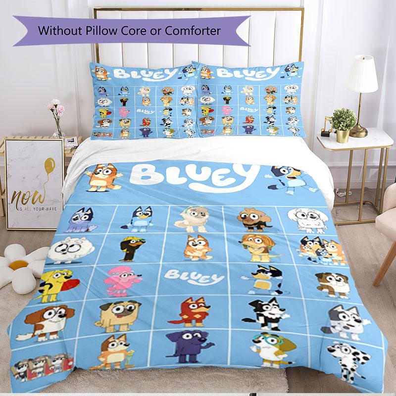 3pcs Duvet Cover Set (1*Duvet Cover + 2*Pillowcase, Without Core), Bluey Print Soft All‑Season Bedding Set, Home Bedroom Decor Gift