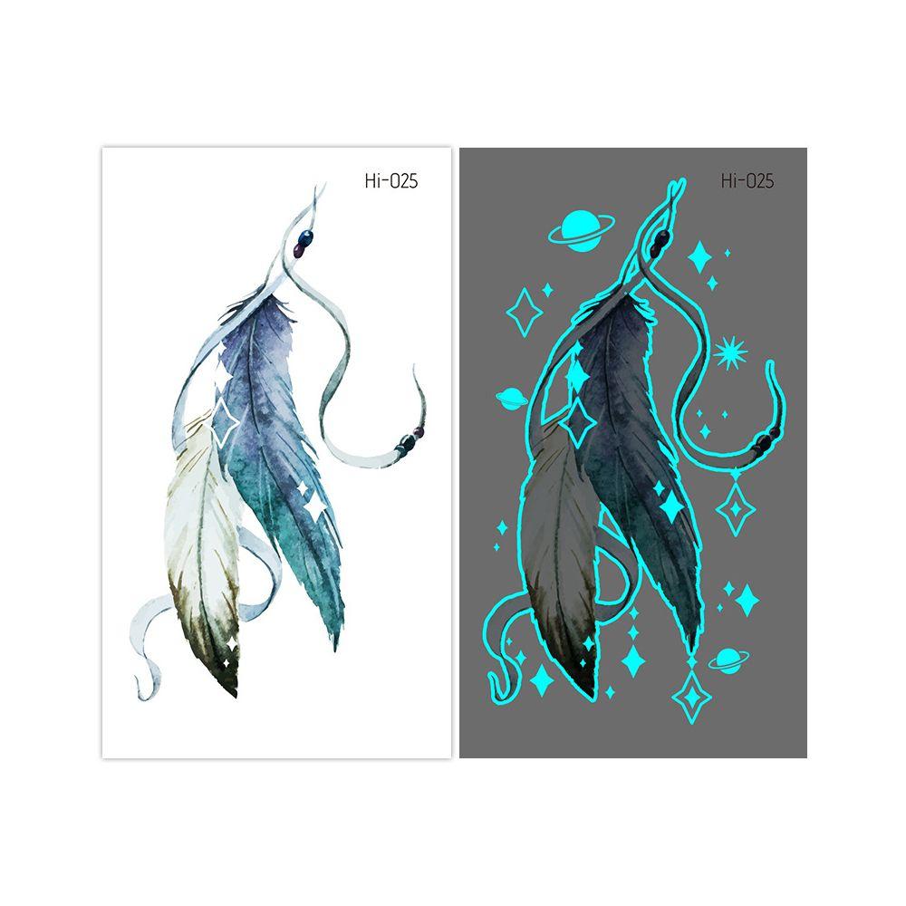Star Feather Men Women Tattoo Sticker Blue Luminous Fake Tattoo Temporary Tattoos Body Art