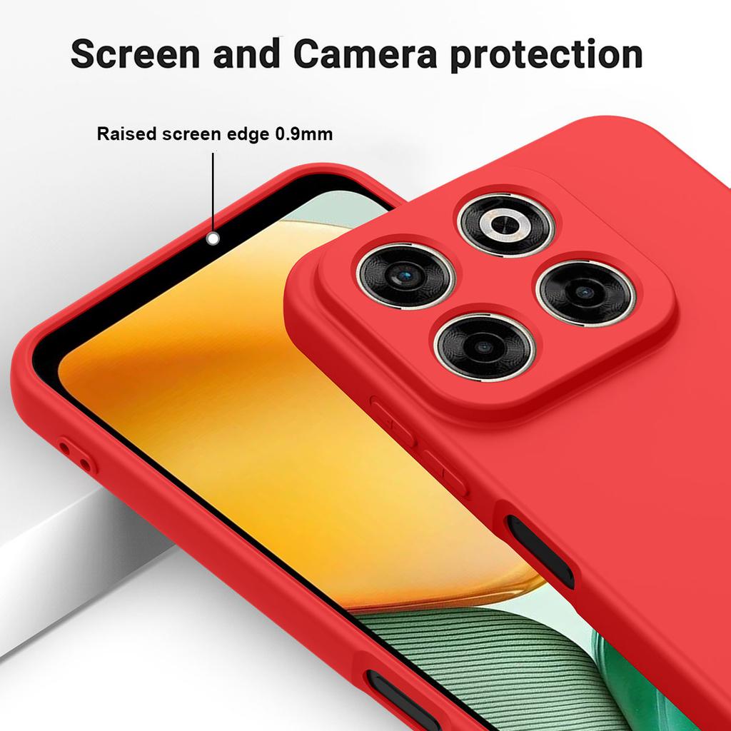 For ZTE Blade V70 Case Drop Proof Liquid Silicone Soft Lining Back Phone Cover with Hand Strap