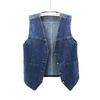 Plus Size Women Front Button Denim Waistcoat Vintage V Neck Sleeveless Denim Vest Female Autumn Outerwear Cardigan Tops
