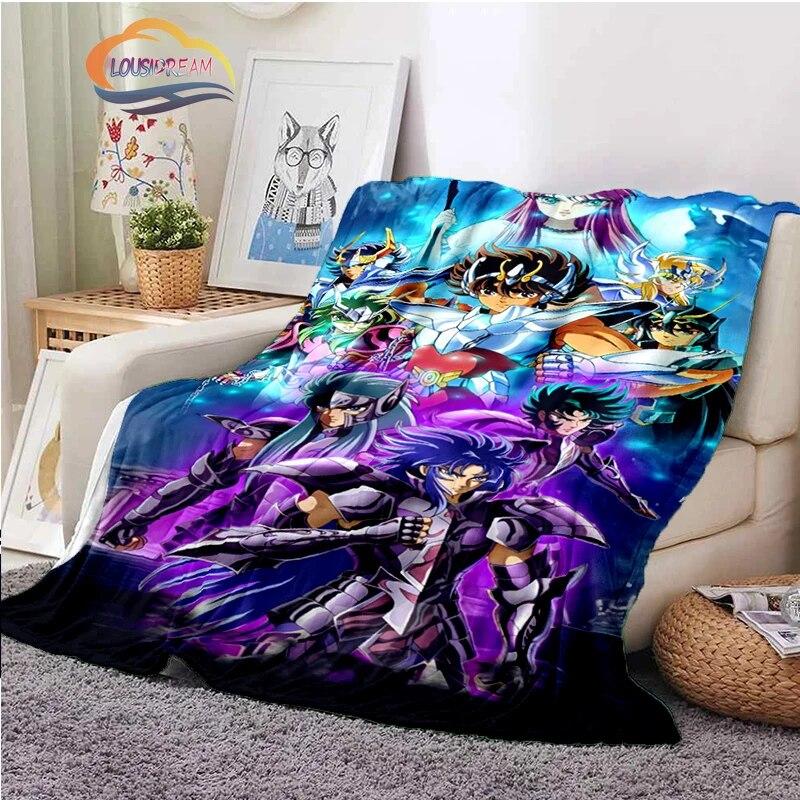 Classics Animated Character Seiya Patterned Wool Blanket Cartoon Saint Seiya Series Children Shawl and Sofa Super Soft