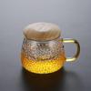 hammered glass cup with stainless steel infuser & bamboo lid