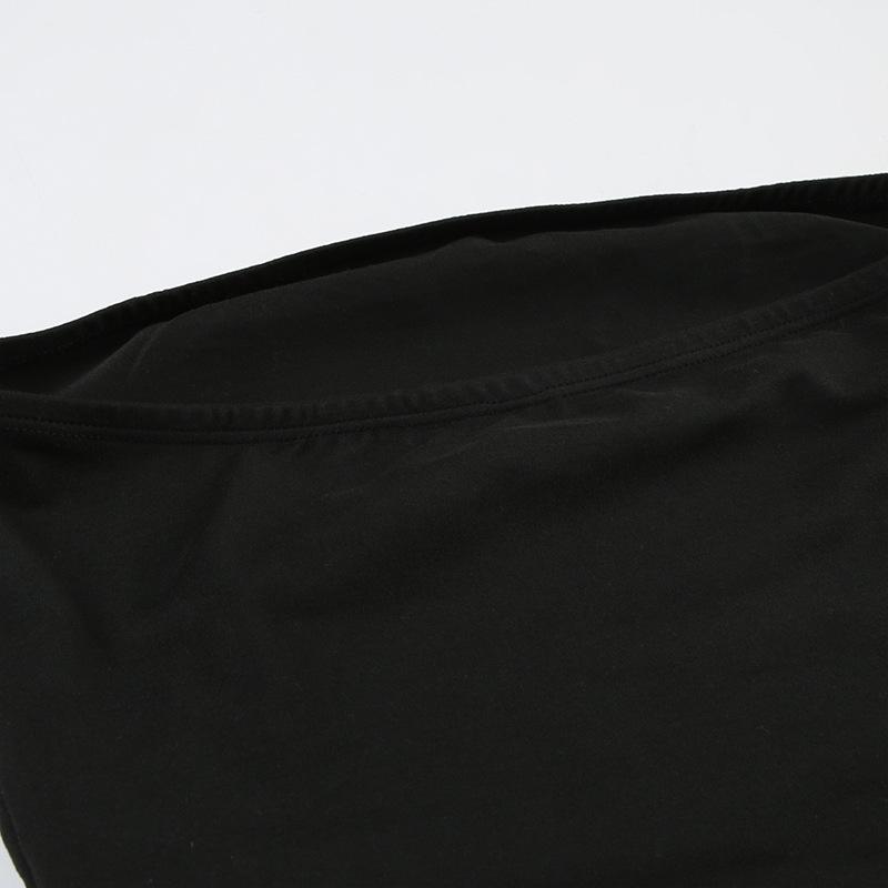 Готический принт Черный топ-труба Женский Без бретелек Облегающий Укороченные топы Летний Повседневный Шикарный Графические футболки y2k Уличная одежда Жилет Базовый