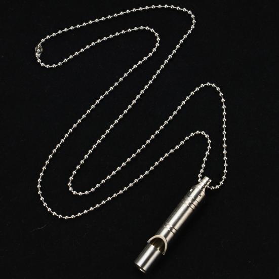 Аварийный свисток из титанового сплава, звук высокого децибела, компактный размер, портативный свисток для выживания и безопасности с шейной цепочкой