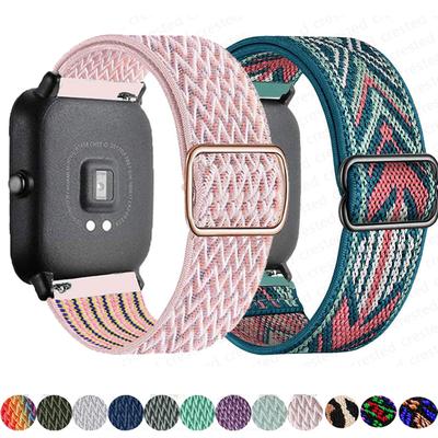 Ремешок 20 мм/22 мм для Amazfit GTS 4/2/2e/3/GTS2 Mini/GTR/4/3/Pro/GTR2/42 мм/stratos, нейлоновый эластичный браслет для часов Amazfit, двусторонний ремешок