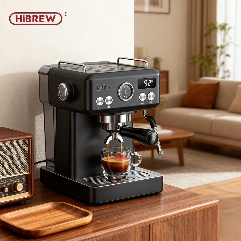 HiBREW 20Bar Semi-Automatic Espresso & Cappuccino Machine - Temp Adjustable, 58mm Portafilter, Metal Case