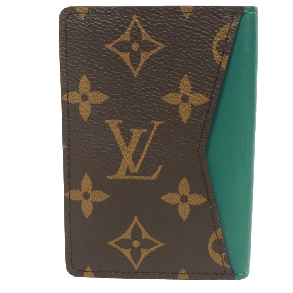 Used 12564 Organizer de Poche M12829 7946 Current Bifold RFID IC Monogram Macassar Excellent Condition Borneo Green