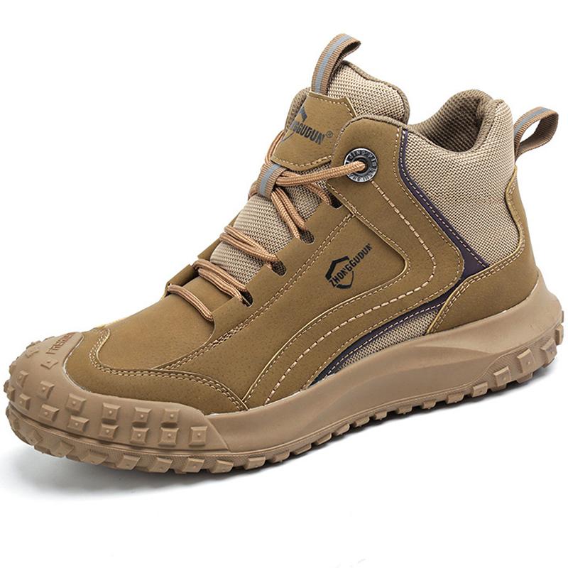 Рабочие защитные ботинки со стальным носком. Мужские защитные неразрушимые ботинки. Мужская рабочая обувь. Мужская и женская противоскользящая защитная обувь. Мужские защитные ботинки.