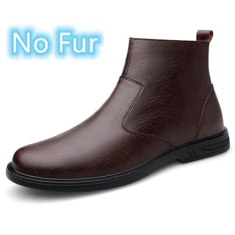 FashionNew Модные мужские ботинки челси Высококачественная деловая обувь Роскошные брендовые мужские ботильоны Теплая зимняя повседневная обувь из натуральной кожи