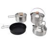Набор походной посуды из нержавеющей стали, кастрюля, чайник, набор, портативный, легкий, для приготовления пищи на открытом воздухе