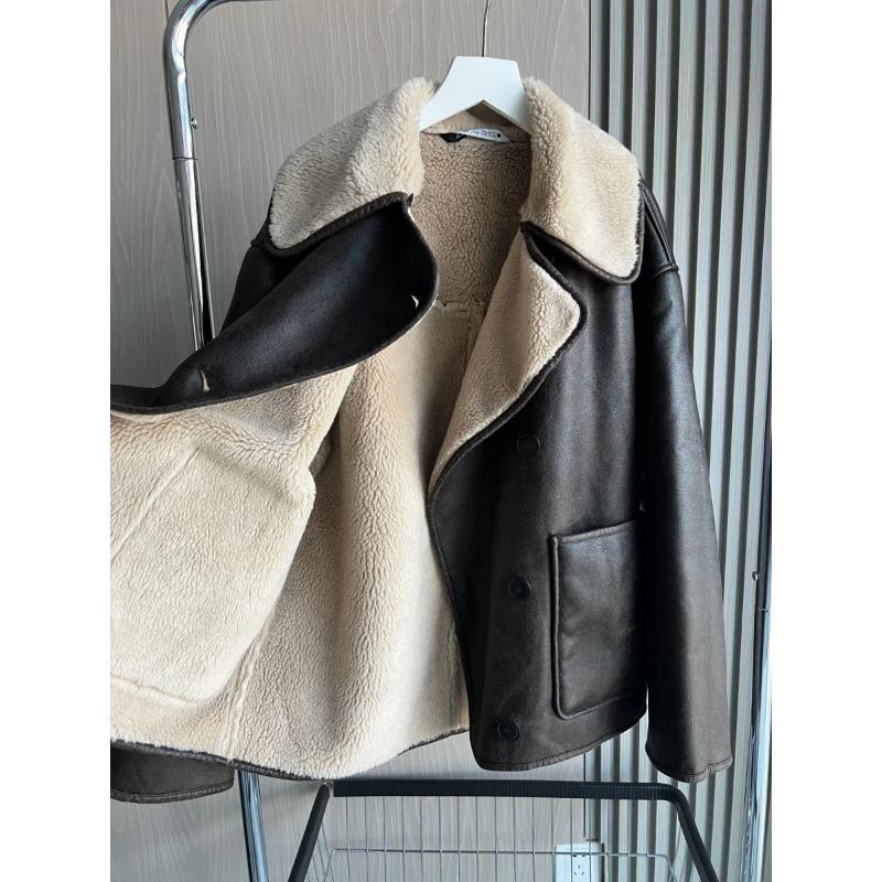 Fall/Winter Women's Series Double-Sided Collar Oversized Long-Sleeve Jacket Warm Coat
