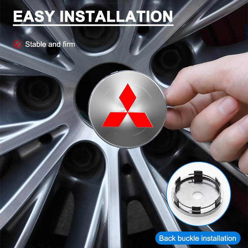4PCS 56 60mm Car Styling Wheel Center Hub Caps Rim Cover Badge Emblem Sticker For Mitsubishi ASX Lancer 10 Pajero Outlander L200