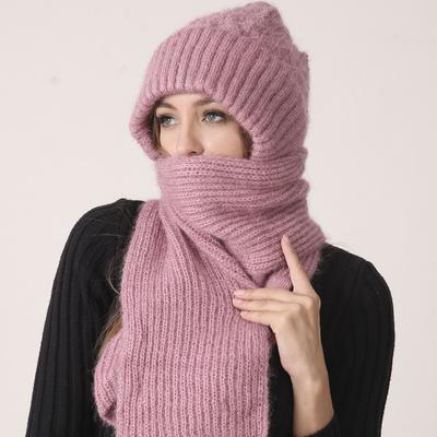 Зимние теплые вязаные толстые шапки-шарфы для женщин на открытом воздухе, высокоэластичная ветровая шапка