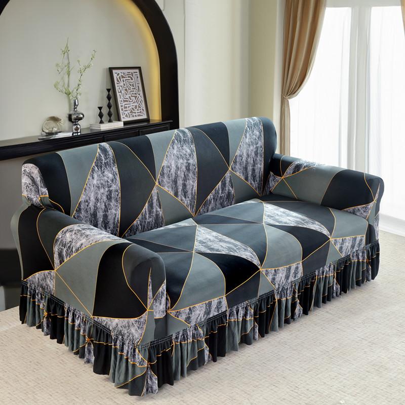 1 шт. эластичный чехол для дивана с принтом и юбкой, чехол для дивана, чехол для мебели, протектор для спальни, офиса, гостиной, домашнего декора