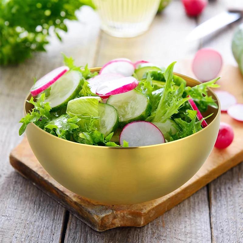 Thick Stainless Steel Fruit Salad Bowls Korean Style Soup Rice Noodle Ramen Bowl Food Mixing Container Box Kitchen Tableware