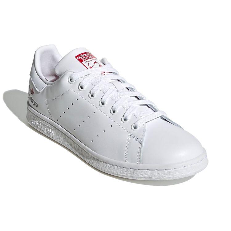 Adidas Originals Stan Smith Synthetic Leather Non-Slip Low-Top Sneakers Unisex Sneakers White Red H67743