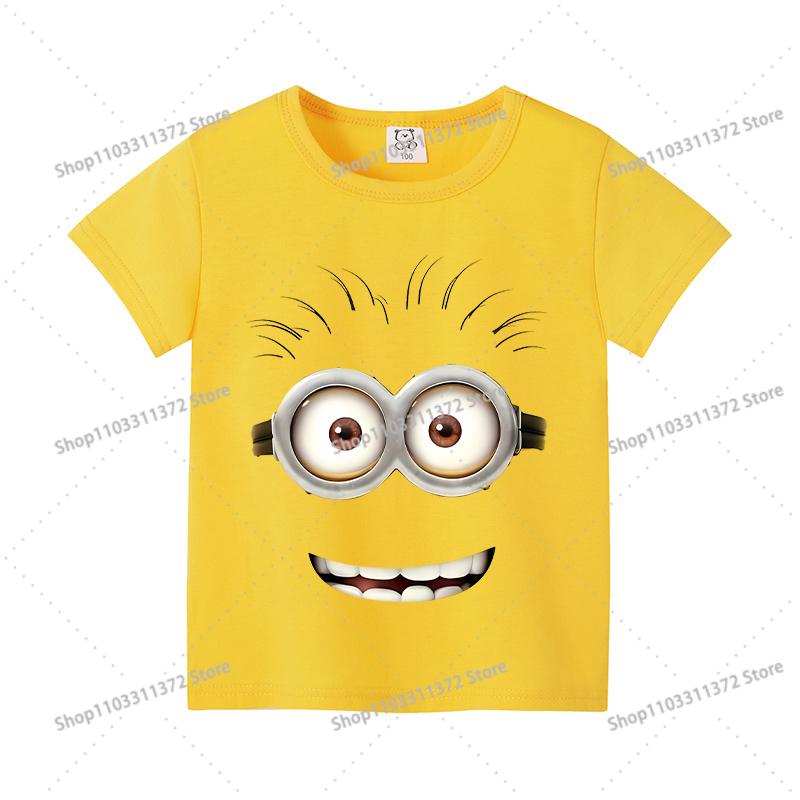Minionses T-shirt Cute Cartoon Anime Boys and Girls Clothes Short Sleeve Preschool Fashion Birthday Children's Clothes Top Gift