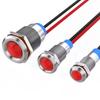 1Pack 6mm LED Metal Indicator Light, 12V 24V 220V DC AC Waterproof Industrial Signal Lamp with Wire, Red Green Light