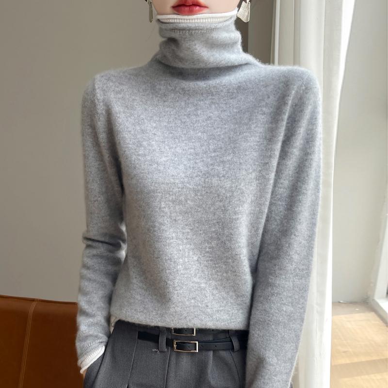 Женский кашемировый свитер Qinghe Cashmere 30% Кашемир 70% Шерсть Осенне-зимний кашемировый пуловер Мягкий и теплый