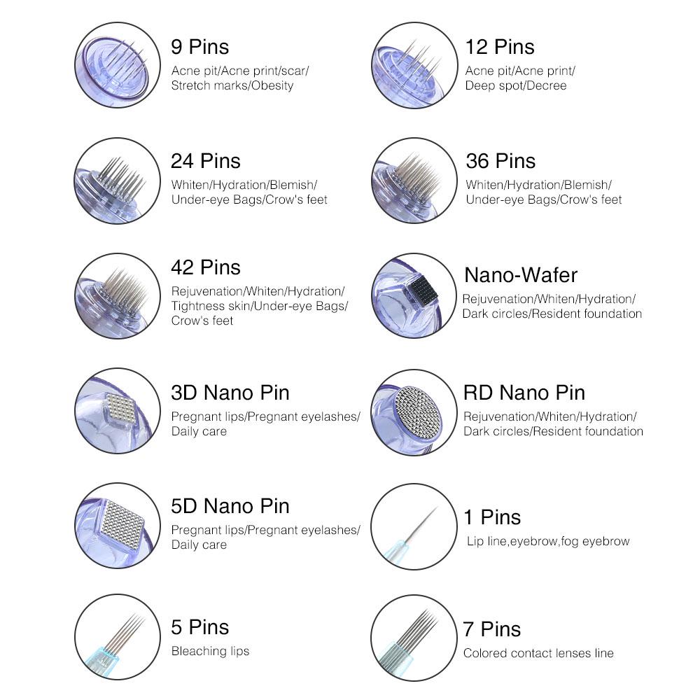 10Pcs Bayonet Port Replaceable Needle Cartridges Kit Derma Pen Electric Microneedle Replace Disposable Needles For Dr.pen A1