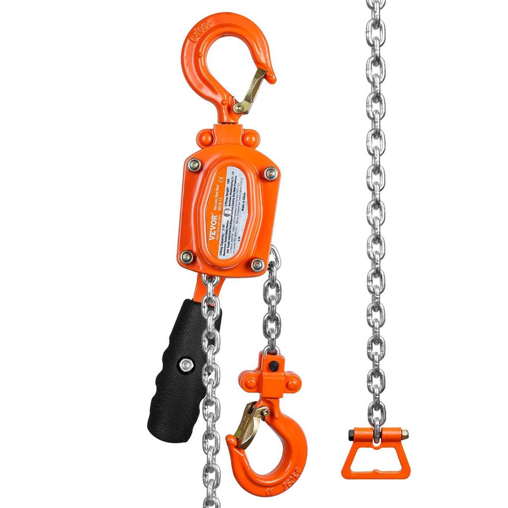 Manual Lever Chain Hoist, 1/4 Ton 550 lbs Capacity 10 FT Come Along, G80 Galvanized Carbon Steel with Weston Double-Pawl Brake, Auto Chain Leading &