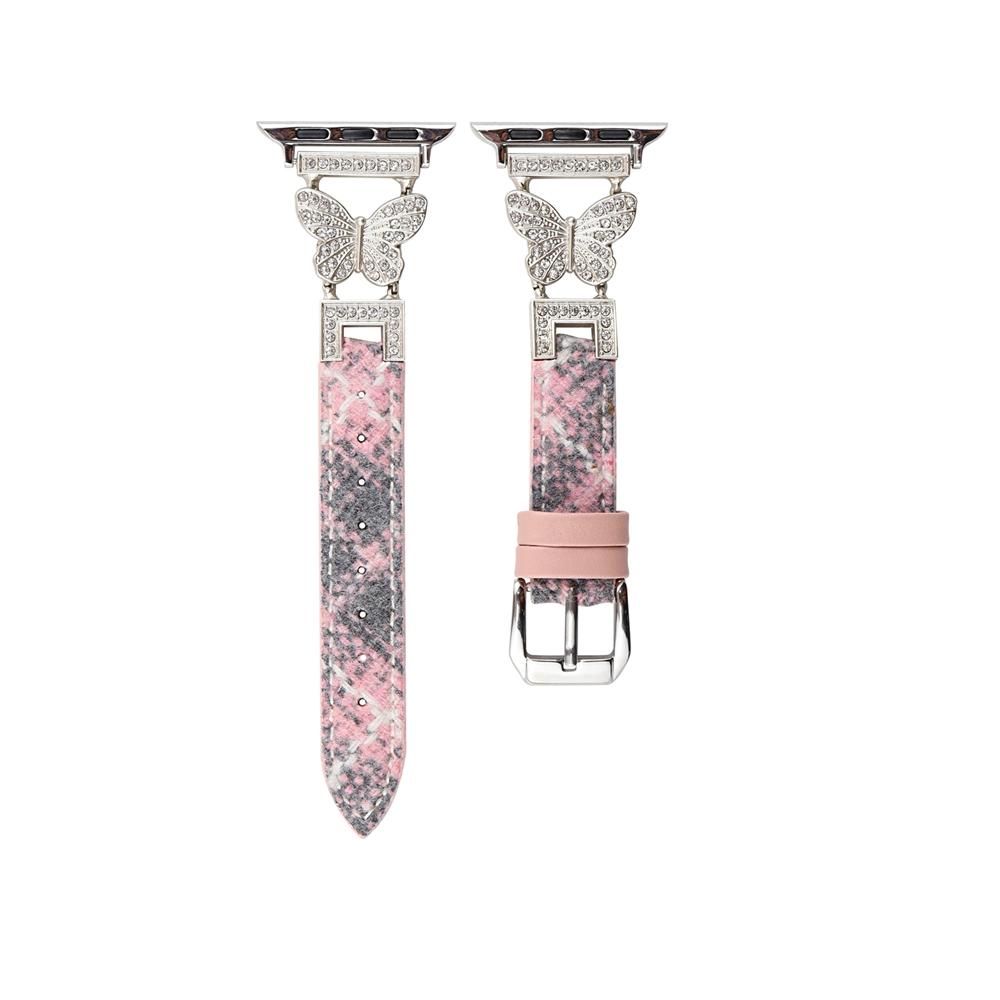 Кожаный ремешок с бабочкой для Apple Watch Series 9, 8, 7, 6, 5, 4, 3, 2 Se, ремешок для часов IWatch Ultra, браслет 41 мм, 45 мм, 40, 44 мм, 38, 42 мм