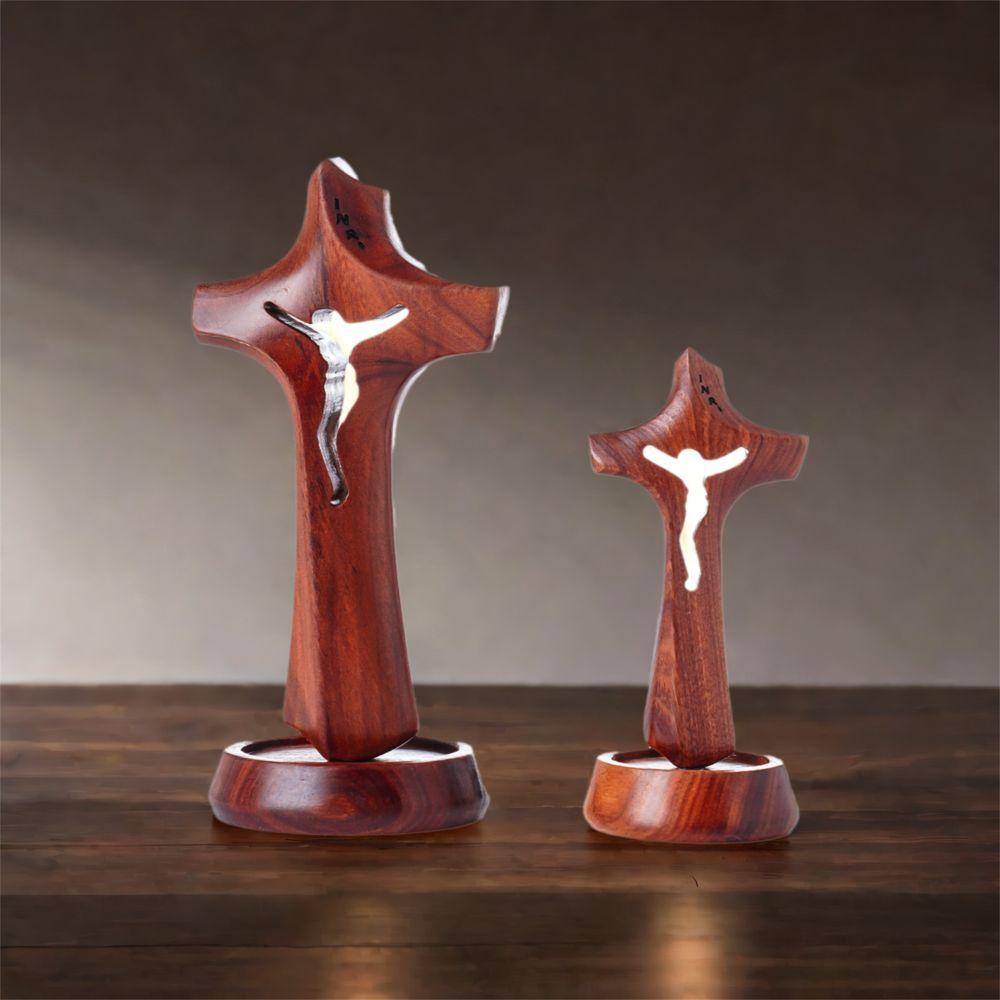 Natural Religious Crosses Ornament Detachable Crucifix Sculpture Hollow Cross Home