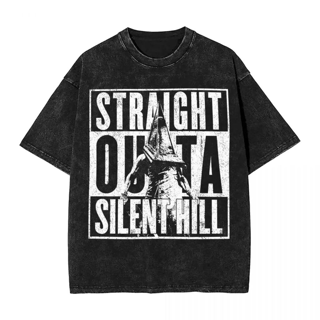 Модные винтажные футболки Silent Hill, уличная одежда, топы с принтами для мужчин и женщин, хлопок, Харадзюку, тематика фильмов ужасов и игр