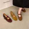 Французские ретро замшевые туфли Мэри Джейн на плоской подошве, женская обувь 2025, новые весенне-осенние универсальные туфли для работы на мягкой подошве