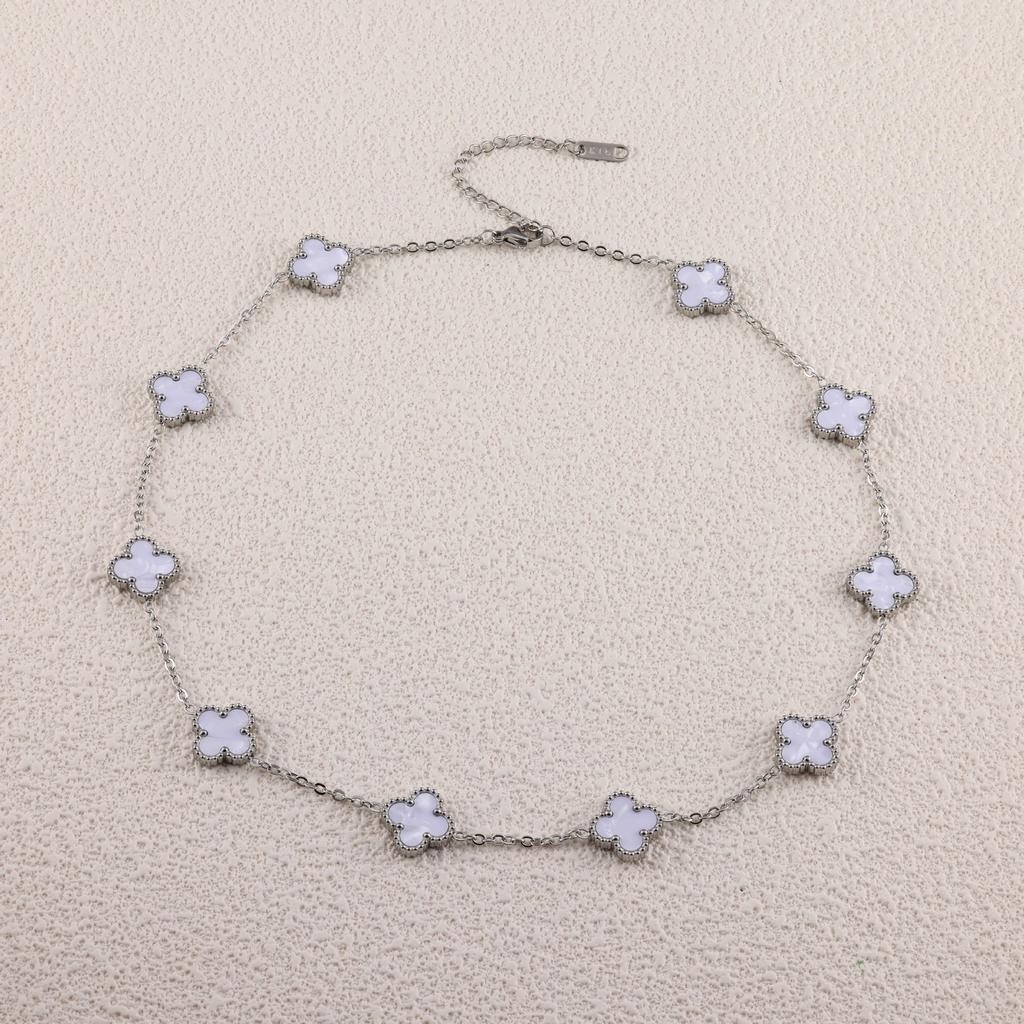 13 мм стальное ожерелье с клевером Ten Flower, цепочка на ключицу, модные и сохраняющие цвет украшения