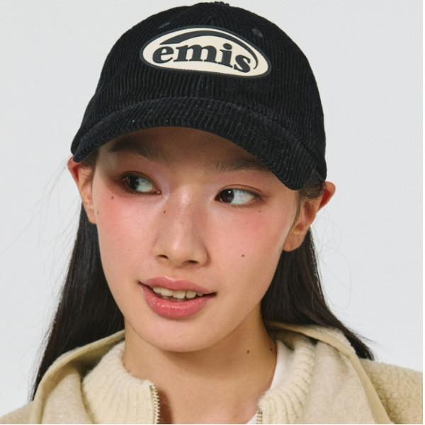 EMIS Rubber Patch Corduroy Ball Cap (Green, Pink, Ash Blue, Beige, Brown, Navy, Black)