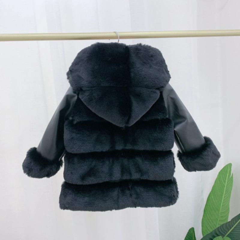Autumn and Winter Children's Cotton-padded Hooded Fur Short Coat