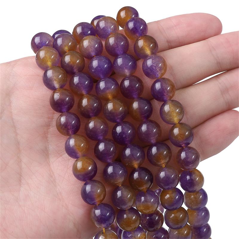 6/8/10 мм бусины из натурального камня фиолетовые, желтые нефритовые круглые свободные бусины-разделители для ожерелья, браслета, самостоятельного изготовления ювелирных изделий