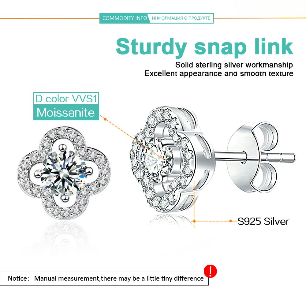 D Цвет 0.5Ct Муассанит Четырехлистный Клевер Серьги-гвоздики для Женщин Стерлингового Серебра 925 пробы с GRA Свадебные Ювелирные Изделия
