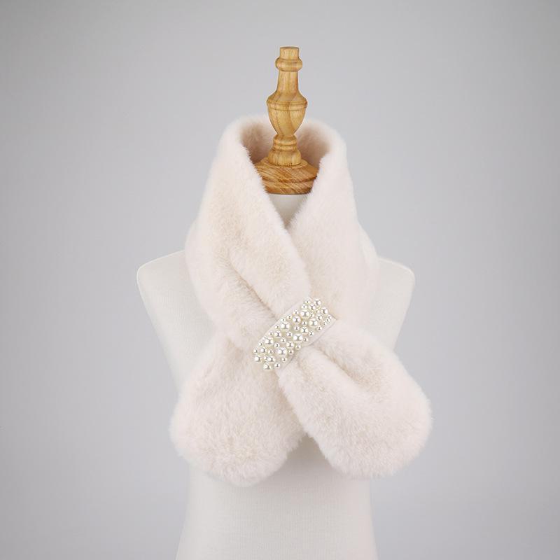Женский плюшевый шарф: Высококачественный, корейский стиль, искусственный мех кролика, густой и теплый для осени/зимы