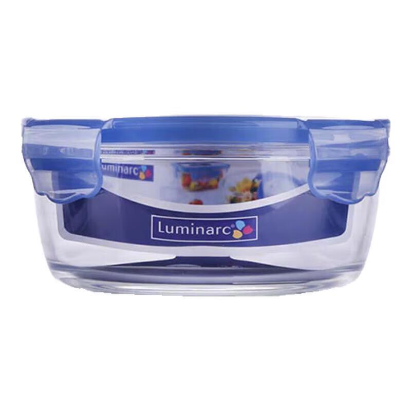 Luminarc Round Blue Flower Glass Food Container, 670ML