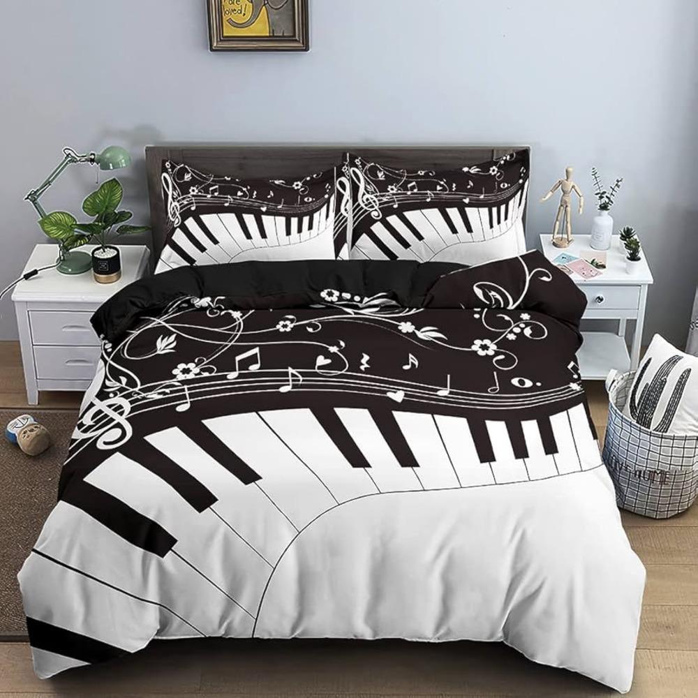 Пододеяльник с принтом клавиш пианино 3D, комплект постельного белья с тематикой музыкальных инструментов, подарок для подростков и украшение для детского дома