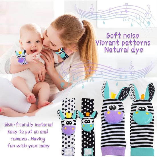 1 комплект детских носков, погремушки на запястье, набор погремушек для поиска ног, детские носки для рук, детские погремушки для новорожденных